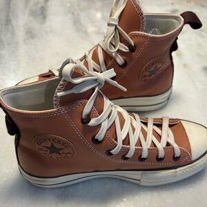 Converse Men's High Top Sneakers in Tan Leather